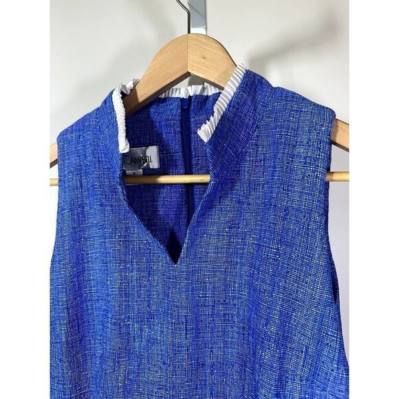 SARA CAMPBELL Women's Textured Fabric Sleeveless Sheath Dress Blue/White Size 6 - Picture 3 of 9